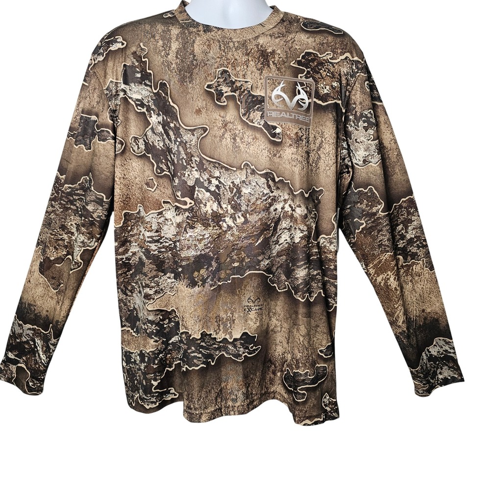 Realtree Mens Colosseum Camo Long Sleeve Shirt L Brown Hunting Gorpcore NWT